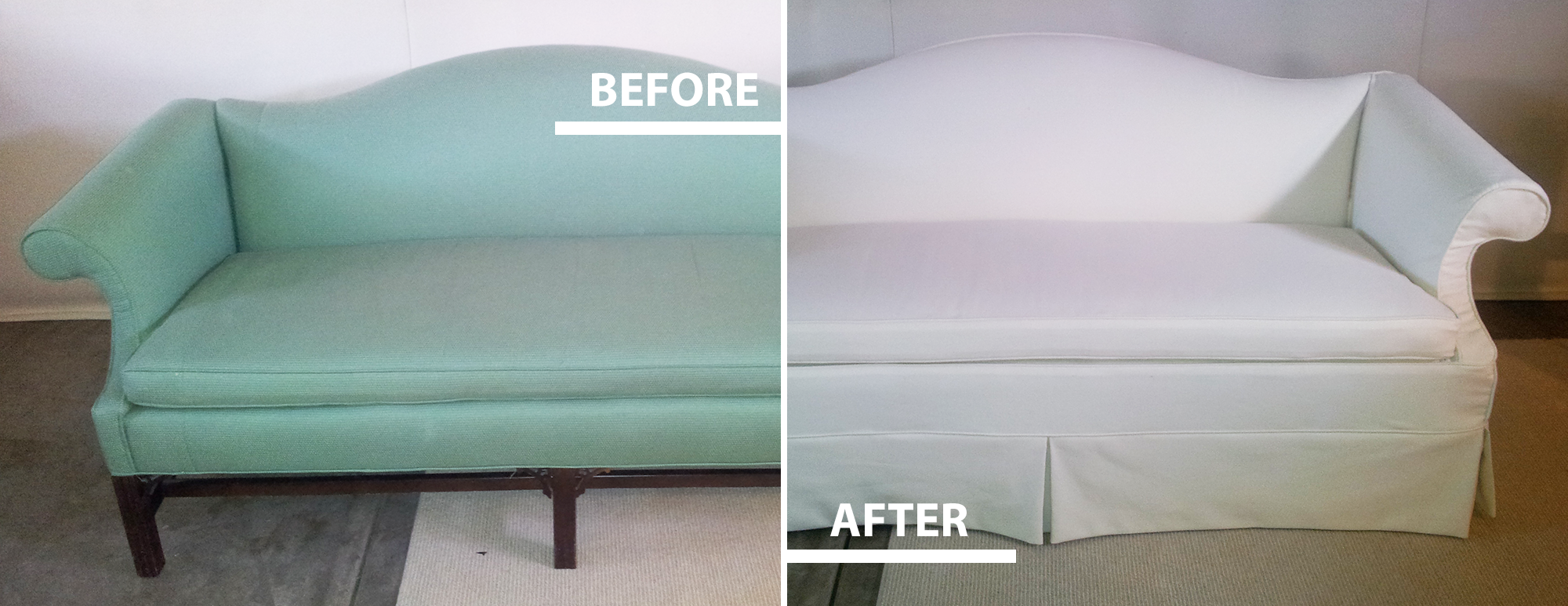 Slip Covered Couch (Before & After)